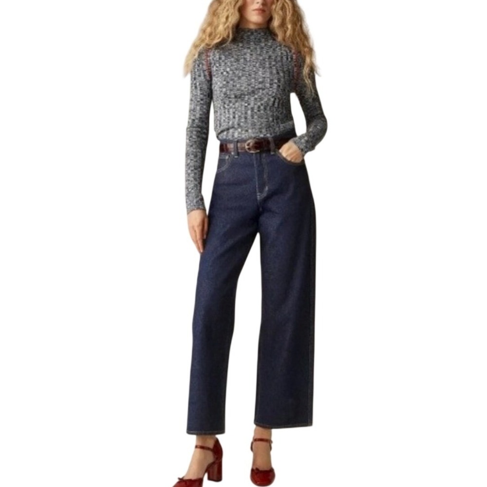 Banana Republic High-Rise Wide-Leg Crop Dark Wash Indigo Jean Size 30 - Picture 6 of 9